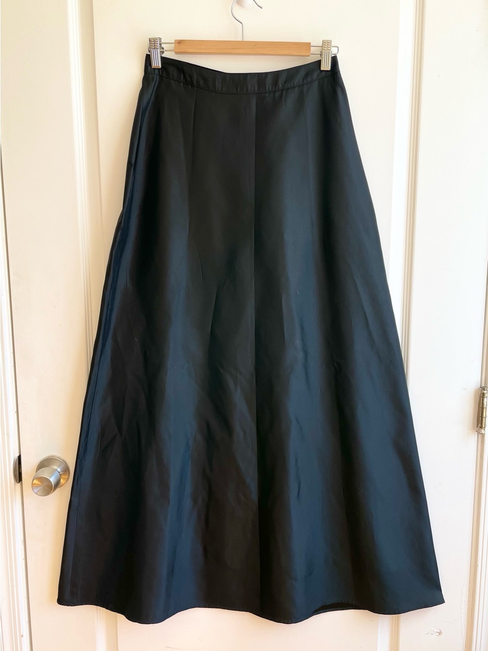 Vintage 1990s High Waist A Line Maxi Skirt M Black Gothic Victorian 100% Acetate